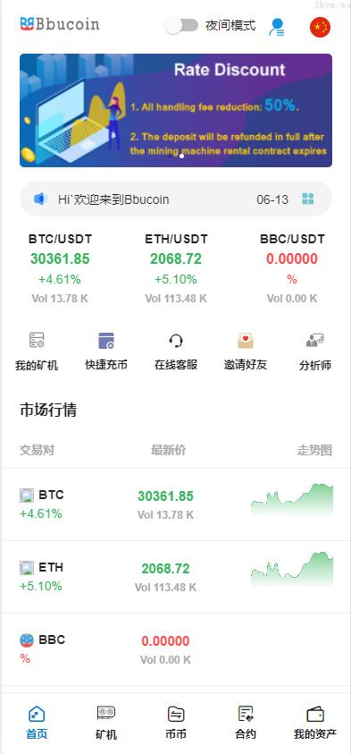 多语言交易所 Bbank交易所 二开平台币 币币合约交易 矿机系统 分析师